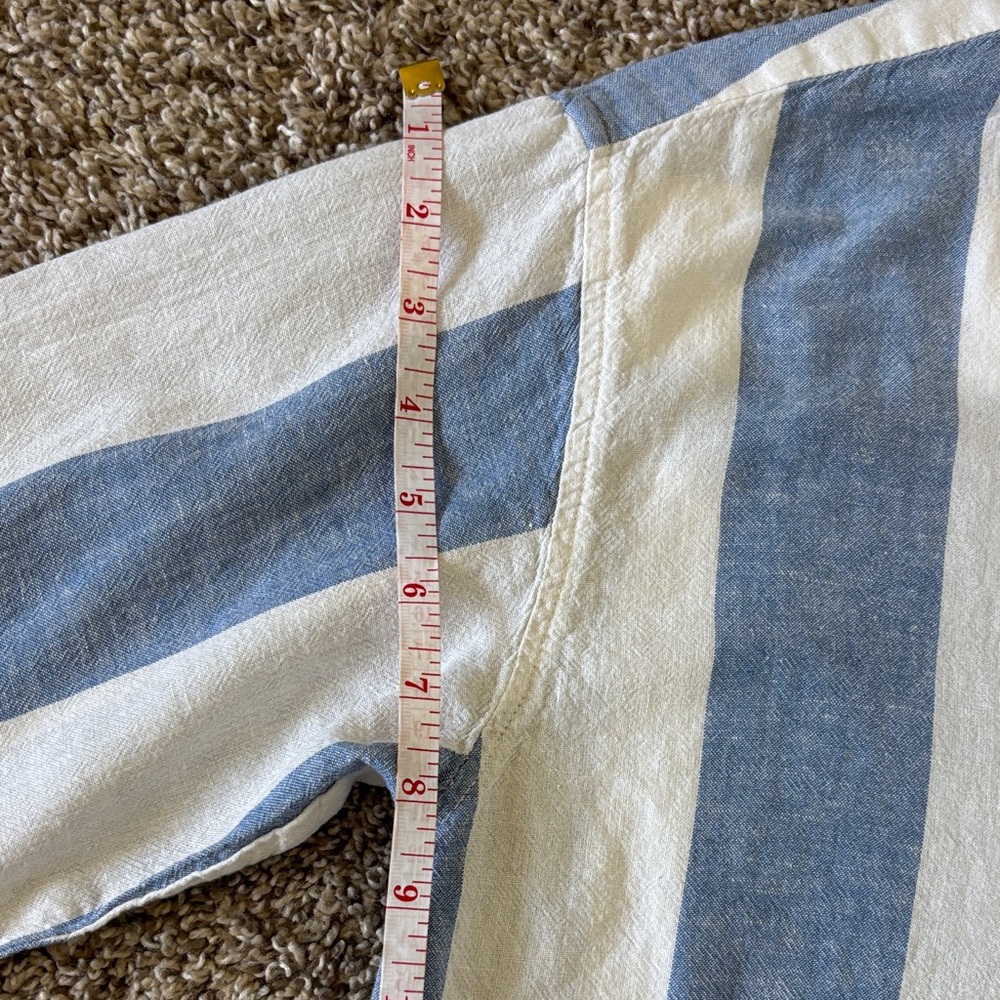 Women’s Blue White Coastal Stripe Casual Button-Down Linen Blend Size M - Picture 8 of 9